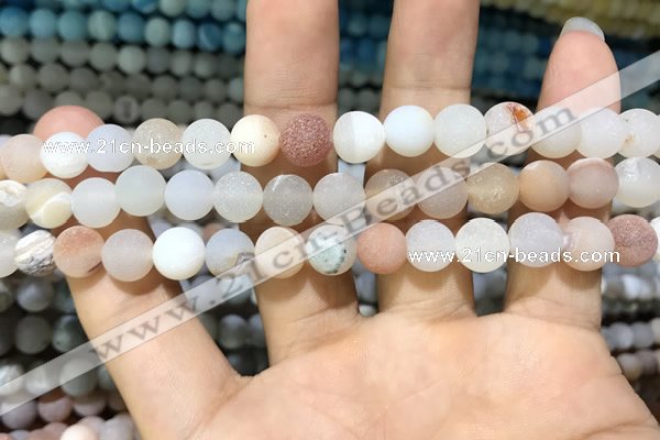 CAA1401 15.5 inches 8mm round matte druzy agate beads