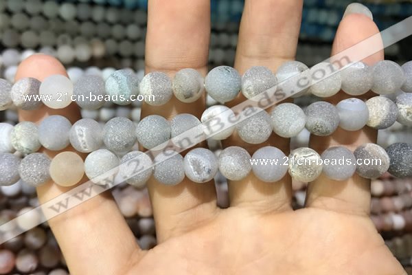 CAA1402 15.5 inches 8mm round matte druzy agate beads