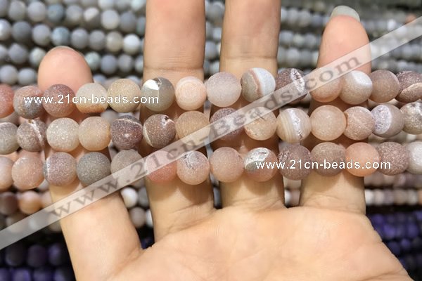 CAA1403 15.5 inches 8mm round matte druzy agate beads