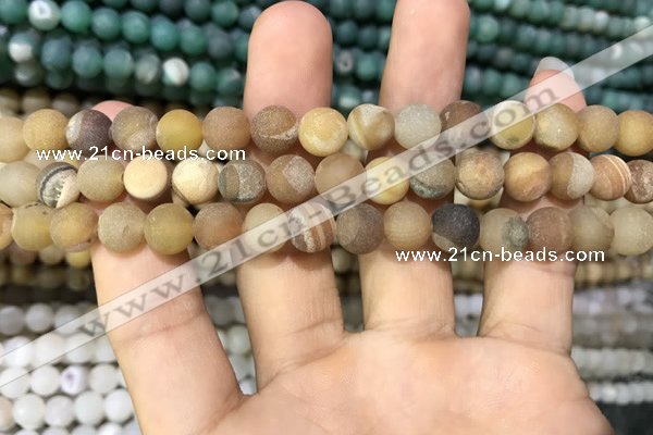 CAA1405 15.5 inches 8mm round matte druzy agate beads