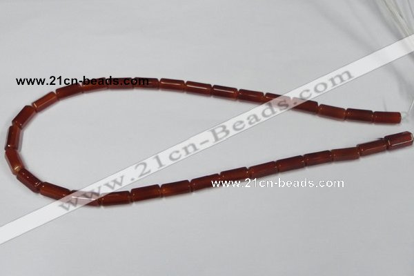 CAA141 15.5 inches 6*12mm faceted column red agate gemstone beads