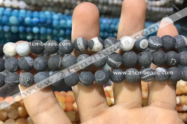 CAA1410 15.5 inches 8mm round matte druzy agate beads