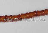 CAA142 15.5 inches 6*8mm bamboo shape red agate gemstone beads