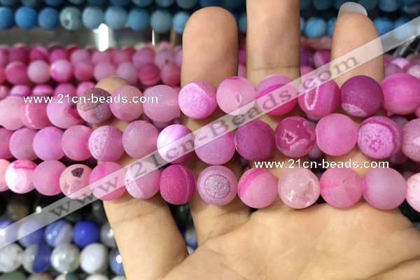 CAA1422 15.5 inches 10mm round matte druzy agate beads