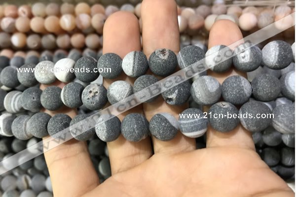 CAA1425 15.5 inches 10mm round matte druzy agate beads