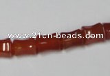 CAA143 15.5 inches 8*10mm bamboo shape red agate gemstone beads