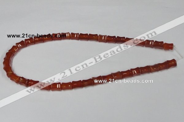 CAA143 15.5 inches 8*10mm bamboo shape red agate gemstone beads