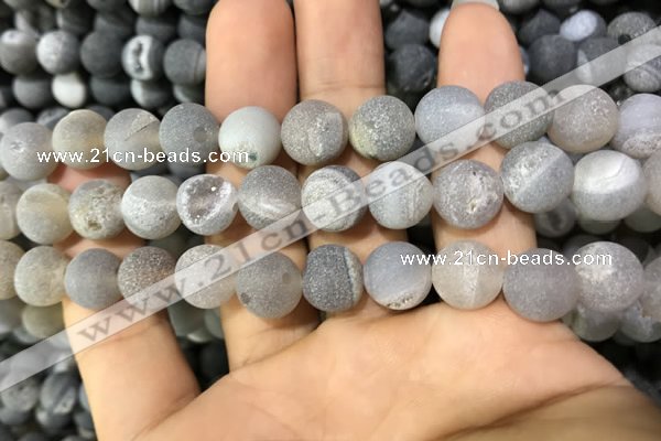 CAA1432 15.5 inches 12mm round matte druzy agate beads