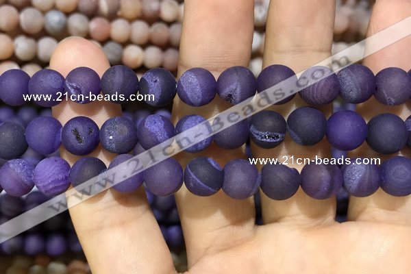 CAA1436 15.5 inches 12mm round matte druzy agate beads