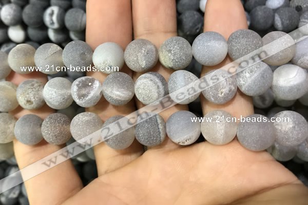 CAA1447 15.5 inches 14mm round matte druzy agate beads