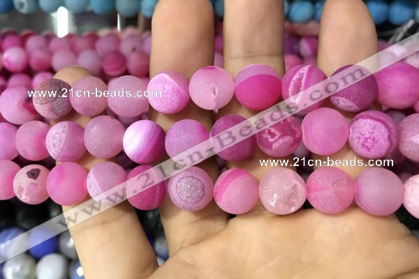 CAA1452 15.5 inches 14mm round matte druzy agate beads