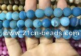 CAA1453 15.5 inches 14mm round matte druzy agate beads