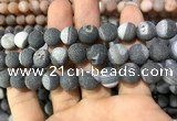 CAA1455 15.5 inches 14mm round matte druzy agate beads