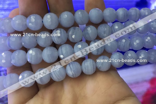 CAA1463 15.5 inches 10mm faceted round blue lace agate beads