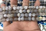 CAA1470 15.5 inches 6mm round matte banded agate beads wholesale