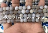 CAA1471 15.5 inches 8mm round matte banded agate beads wholesale