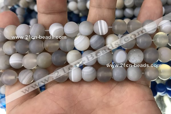 CAA1472 15.5 inches 10mm round matte banded agate beads wholesale