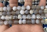 CAA1473 15.5 inches 12mm round matte banded agate beads wholesale