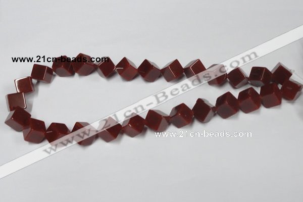 CAA148 15.5 inches 10*10mm cube red agate gemstone beads