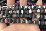 CAA1482 15.5 inches 10mm round matte banded agate beads wholesale