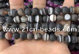 CAA1483 15.5 inches 12mm round matte banded agate beads wholesale