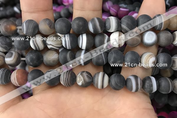 CAA1483 15.5 inches 12mm round matte banded agate beads wholesale