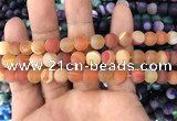 CAA1491 15.5 inches 8mm round matte banded agate beads wholesale