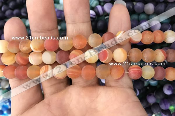 CAA1491 15.5 inches 8mm round matte banded agate beads wholesale