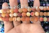 CAA1492 15.5 inches 10mm round matte banded agate beads wholesale