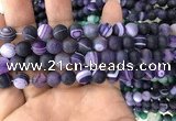 CAA1496 15.5 inches 8mm round matte banded agate beads wholesale