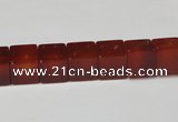 CAA150 15.5 inches 8*8mm cube red agate gemstone beads