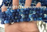 CAA1505 15.5 inches 6mm round matte banded agate beads wholesale