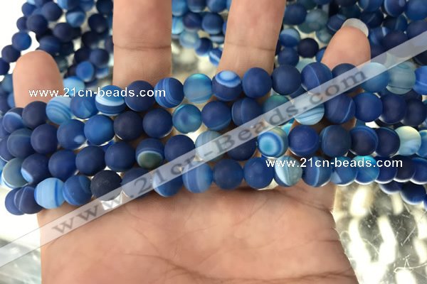 CAA1505 15.5 inches 6mm round matte banded agate beads wholesale