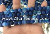 CAA1506 15.5 inches 8mm round matte banded agate beads wholesale