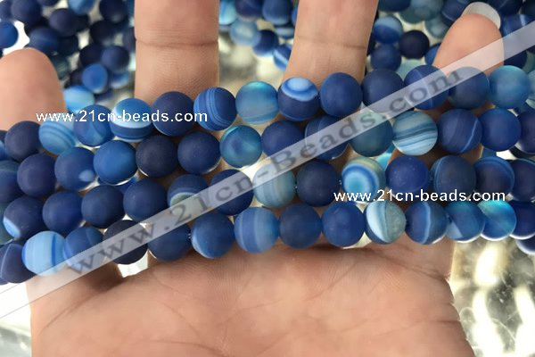 CAA1506 15.5 inches 8mm round matte banded agate beads wholesale