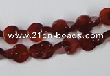 CAA151 15.5 inches 8*8mm curved moon red agate gemstone beads