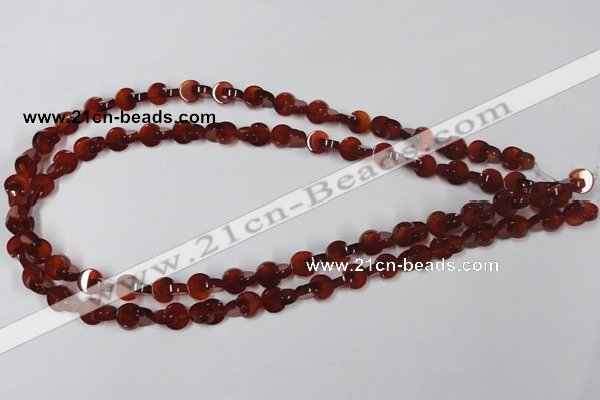 CAA151 15.5 inches 8*8mm curved moon red agate gemstone beads