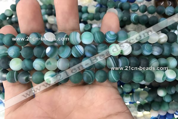 CAA1510 15.5 inches 6mm round matte banded agate beads wholesale