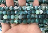 CAA1512 15.5 inches 10mm round matte banded agate beads wholesale