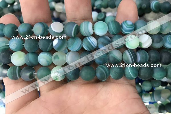 CAA1512 15.5 inches 10mm round matte banded agate beads wholesale