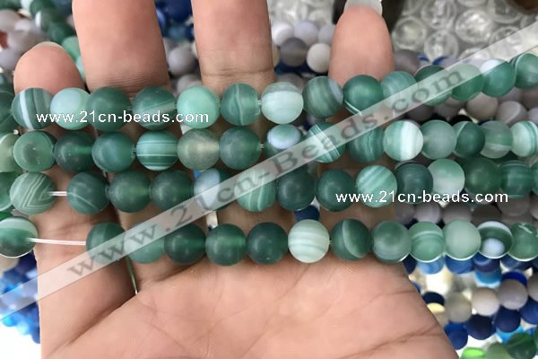 CAA1516 15.5 inches 8mm round matte banded agate beads wholesale