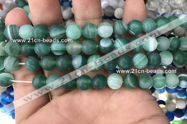 CAA1517 15.5 inches 10mm round matte banded agate beads wholesale