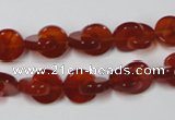 CAA152 15.5 inches 10*10mm curved moon red agate gemstone beads