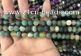 CAA1520 15.5 inches 6mm round matte banded agate beads wholesale