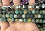 CAA1522 15.5 inches 10mm round matte banded agate beads wholesale