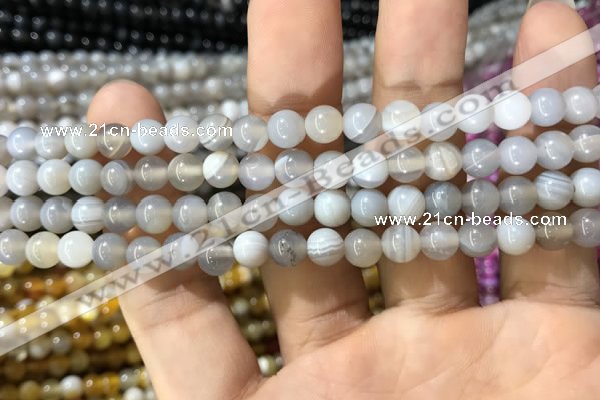 CAA1531 15.5 inches 6mm round banded agate beads wholesale