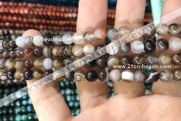 CAA1537 15.5 inches 6mm round banded agate beads wholesale