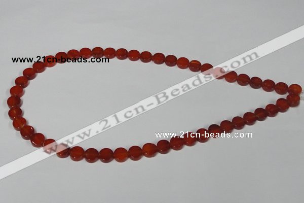 CAA154 15.5 inches 8mm coin red agate gemstone beads