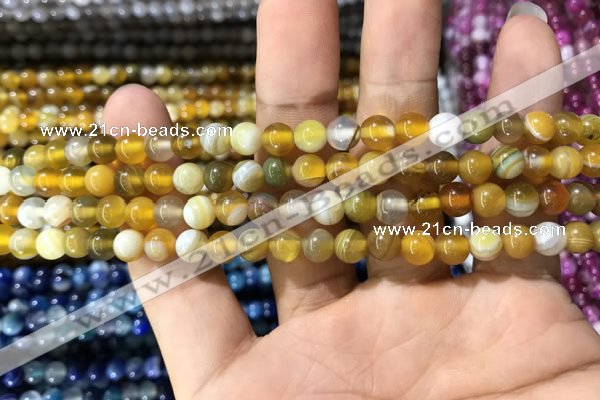 CAA1548 15.5 inches 4mm round banded agate beads wholesale