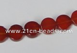 CAA155 15.5 inches 10mm coin red agate gemstone beads